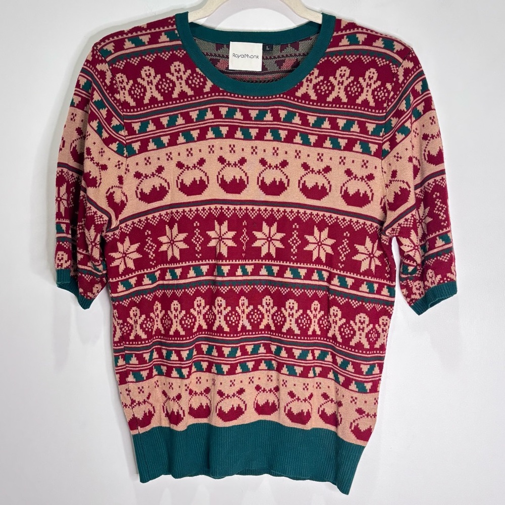 Royal Monk Women's Christmas Pud Holiday Sweater Size Large Vintage Vibe K39